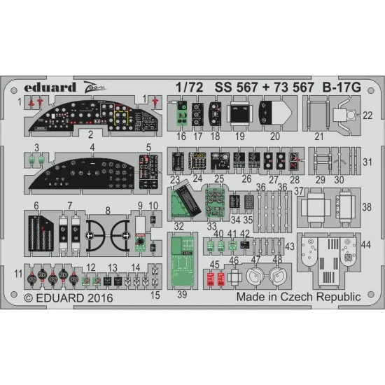 Eduard SS567 1/72 B-17G Photo-Etched for Aircraft Zoom set