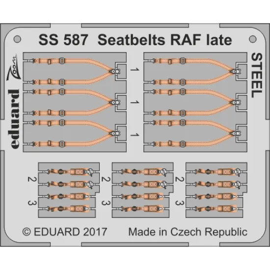 Eduard SS587 1/72 Seatbelts RAF late STEEL Photo-Etched for Aircraft Zoom set
