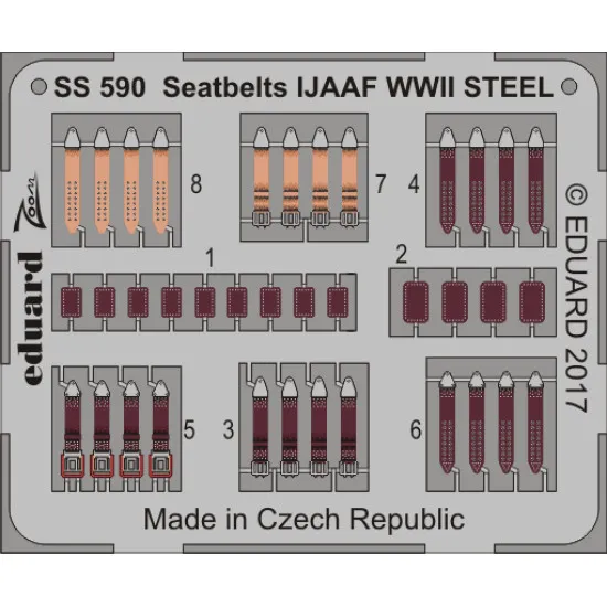 Eduard SS590 1/72 Seatbelts IJAAF WWII STEEL Photo-Etched for Aircraft Zoom set