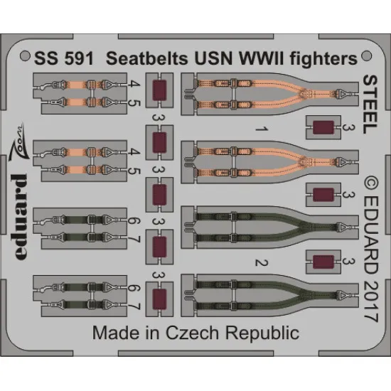 Eduard SS591 1/72 Seatbelts USN WWII fighters STEEL Photo-Etched for Aircraft Zoom set