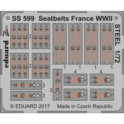 Eduard SS599 1/72 Seatbelts France WWII STEEL Photo-Etched for Aircraft Zoom set