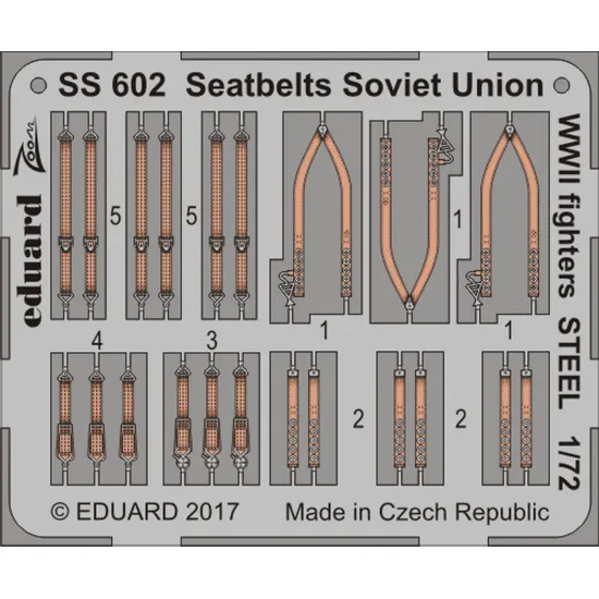 Eduard SS602 1/72 Seatbelts Soviet Union WWII fighters STEEL Photo-Etched for Aircraft Zoom set
