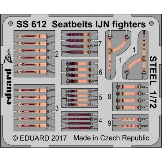 Eduard SS612 1/72 Seatbelts IJN fighters STEEL Photo-Etched for Aircraft Zoom set