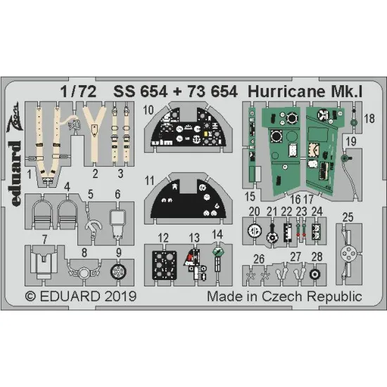 Eduard SS654 1/72 Hurricane Mk.I Photo-Etched for Aircraft Zoom set