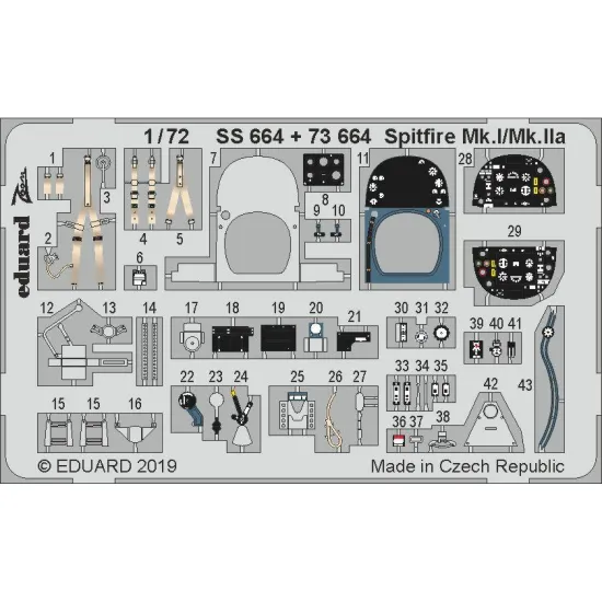 Eduard SS664 1/72 Spitfire Mk.I/Mk.IIa Photo-Etched for Aircraft Zoom set