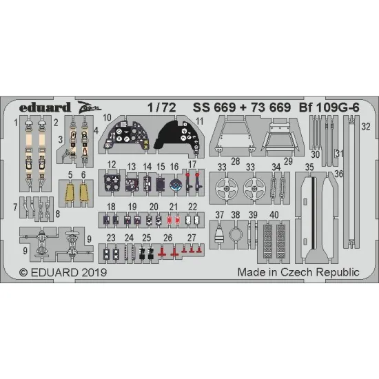 Eduard SS669 1/72 Bf 109G-6 Photo-Etched for Aircraft Zoom set