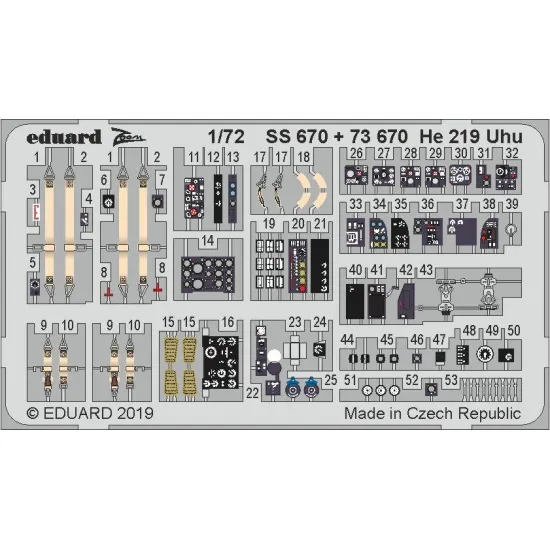 Eduard SS670 1/72 He 219 Uhu Photo-Etched for Aircraft Zoom set