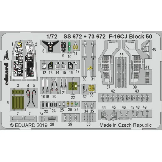 Eduard SS672 1/72 F-16CJ Block 50 Photo-Etched for Aircraft Zoom set