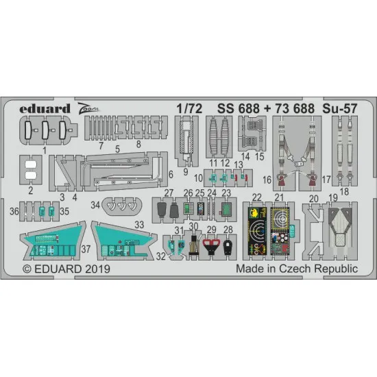 Eduard SS688 1/72 Su-57 Photo-Etched for Aircraft Zoom set