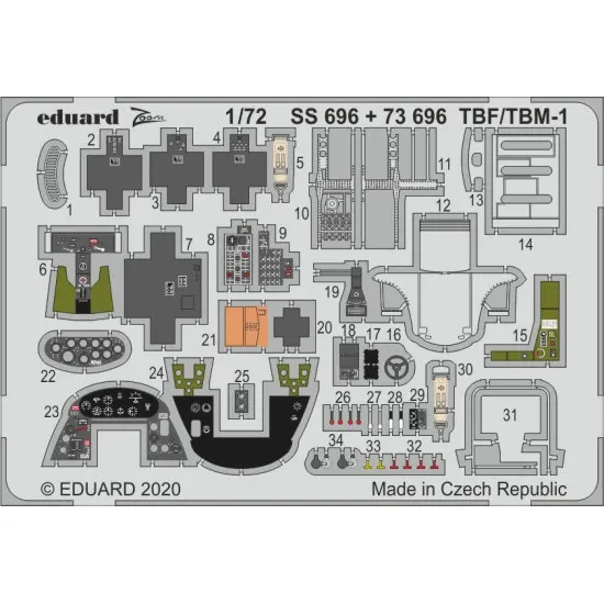 Eduard SS696 1/72 TBF/TBM-1 Avenger Photo-Etched for Aircraft Zoom set