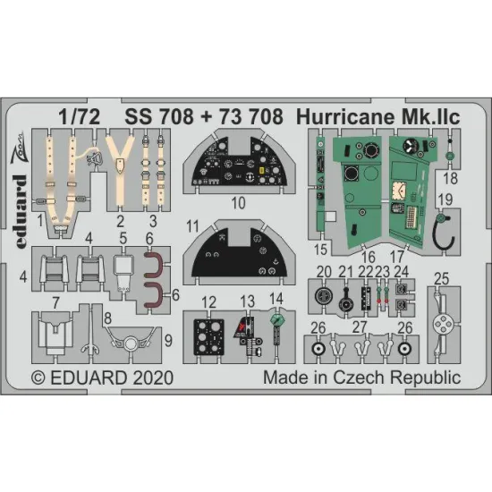 Eduard SS708 1/72 Hurricane Mk.IIc Photo-Etched for Aircraft Zoom set