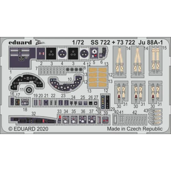 Eduard SS722 1/72 Ju 88A-1 Photo-Etched for Aircraft Zoom set