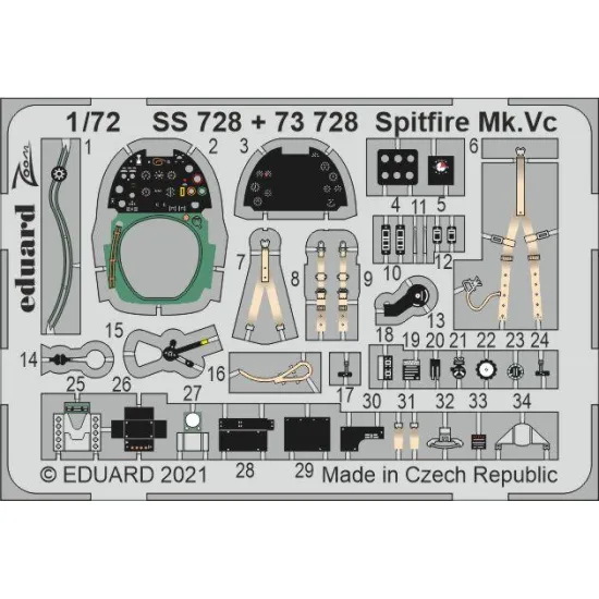 Eduard SS728 1/72 Spitfire Mk.Vc Photo-Etched for Aircraft Zoom set