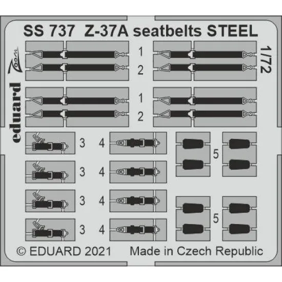 Eduard SS737 1/72 Z-37A seatbelts STEEL Photo-Etched for Aircraft Zoom set