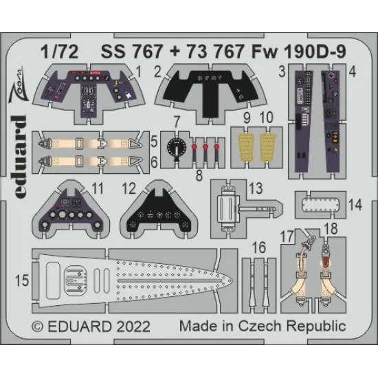 Eduard SS767 1/72 Fw 190D-9 Photo-Etched for Aircraft Zoom set