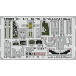 Eduard SS778 1/72 J-35F/FS Draken Photo-Etched for Aircraft Zoom set