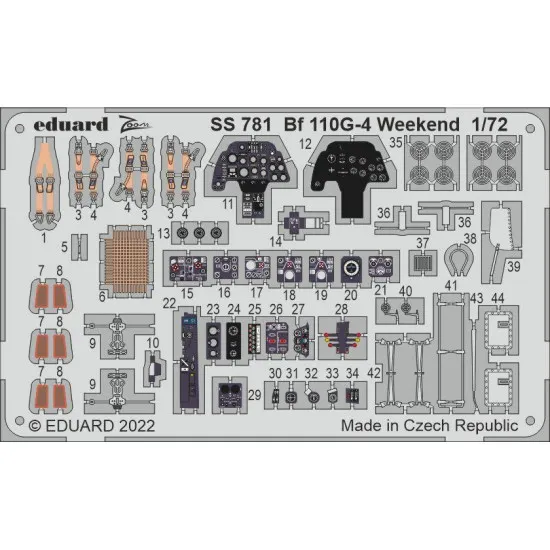 Eduard SS781 1/72 Bf 110G-4 Weekend Photo-Etched for Aircraft Zoom set