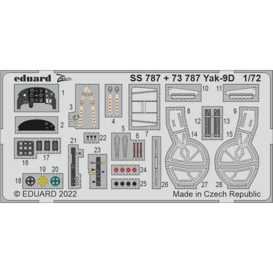 Eduard SS787 1/72 Yak-9D Photo-Etched for Aircraft Zoom set