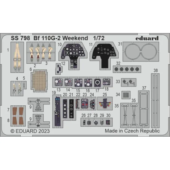 Eduard SS798 1/72 Bf 110G-2 Weekend Photo-Etched for Aircraft Zoom set
