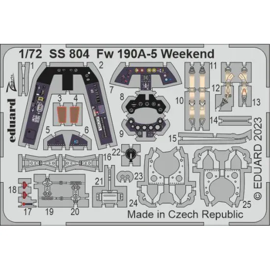 Eduard SS804 1/72 Fw 190A-5 Weekend Photo-Etched for Aircraft Zoom set
