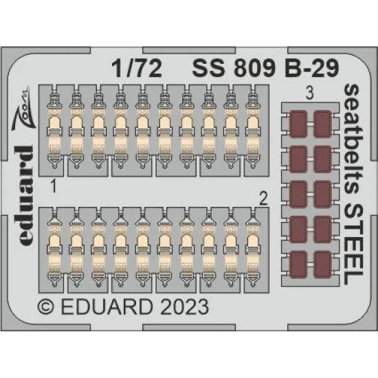 Eduard SS809 1/72 B-29 seatbelts STEEL Photo-Etched for Aircraft Zoom set