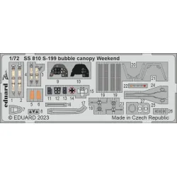 Eduard SS810 1/72 S-199 bubble canopy Weekend Photo-Etched for Aircraft Zoom set