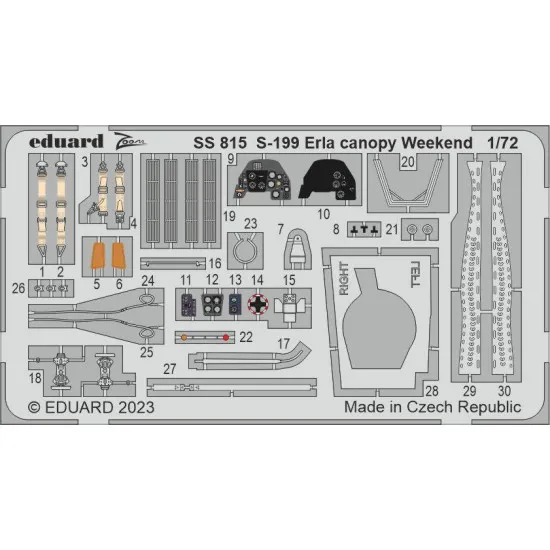 Eduard SS815 1/72 S-199 Erla canopy Weekend Photo-Etched for Aircraft Zoom set