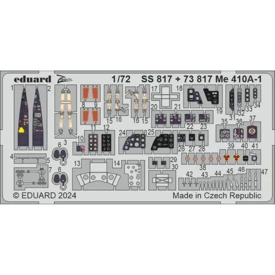 Eduard SS817 1/72 Me 410A-1 Photo-Etched for Aircraft Zoom set