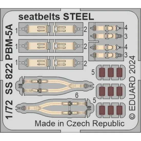 Eduard SS822 1/72 PBM-5A seatbelts STEEL Photo-Etched for Aircraft Zoom set