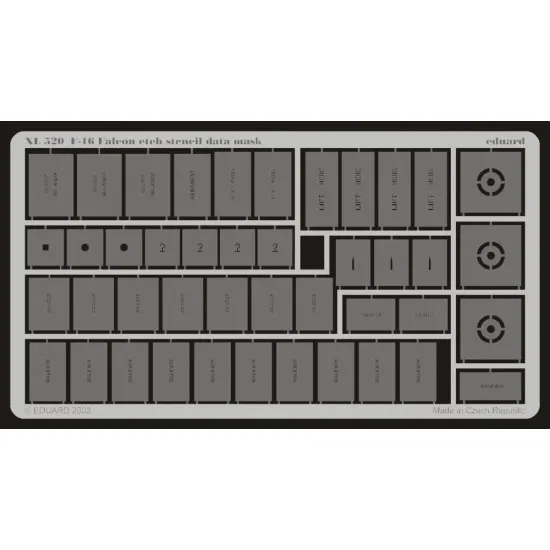 Eduard XL520 1/32 F-16 etch stencil data mask -etch Sticker for Aircraft