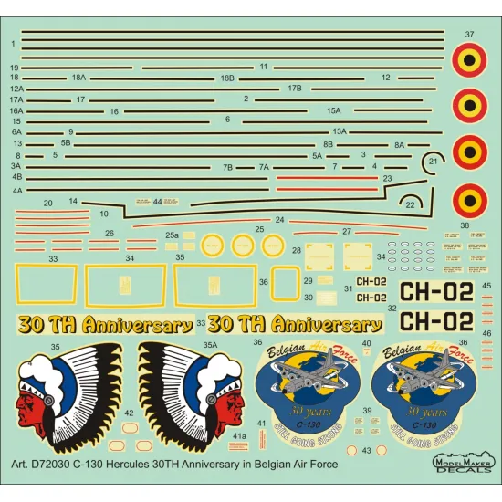 ModelMaker 1/144 D144030 C-130 Hercules 30TH Anniversary Belgian Aircraft Decal