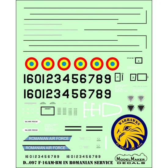 ModelMaker 1/32 D32097 F-16AM/BM in Romanian service Aircraft Decal