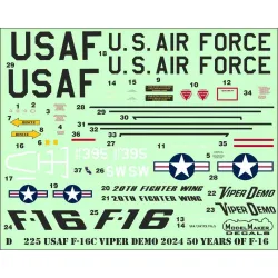 ModelMaker 1/32 D32225 USAF F-16C Viper Demo 2024 50 Years F-16 Aircraft Decal