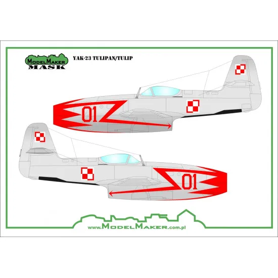 ModelMaker 1/32 MD32017 Yak-23 Tulipan/Tulip masks Aircraft Mask