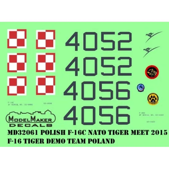 ModelMaker 1/32 MD32061 Polish F-16C NATO Tiger Meet 2015 Tiger Demo Team Mask
