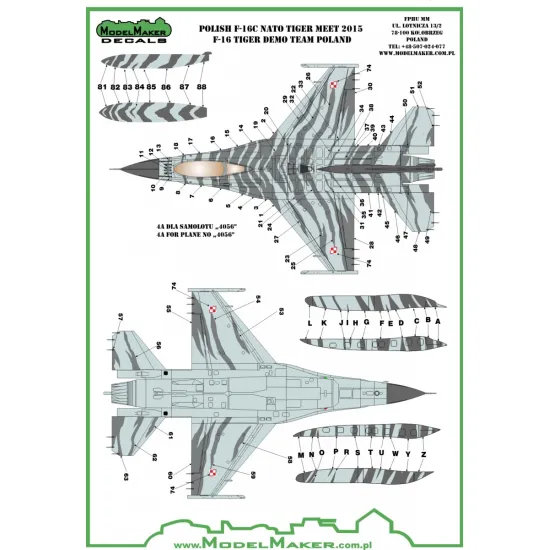 ModelMaker 1/32 MD32061 Polish F-16C NATO Tiger Meet 2015 Tiger Demo Team Mask