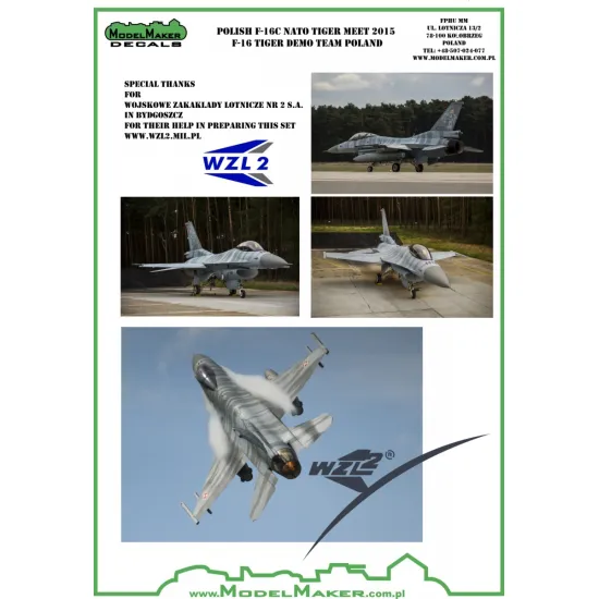 ModelMaker 1/32 MD32061 Polish F-16C NATO Tiger Meet 2015 Tiger Demo Team Mask