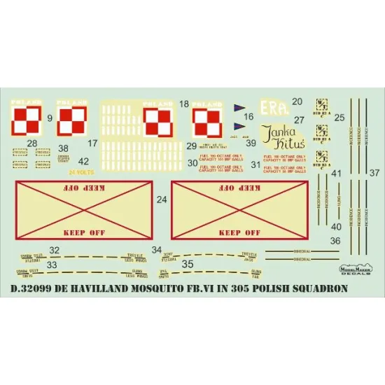 ModelMaker 1/32 MD32099 De Havilland DH-98 Mosquito F.B. Mk VI Polish mask+decal