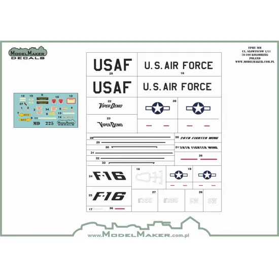 ModelMaker 1/32 MD32225 USAF F-16C Viper Demo 2024 50 Years F-16 Masks set Mask