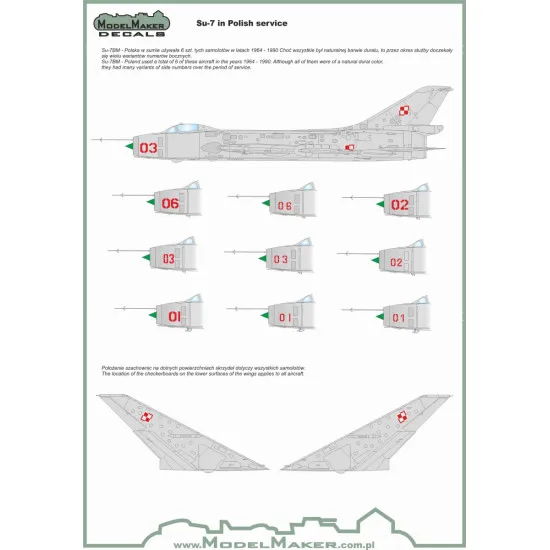 ModelMaker 1/48 D48009A Su-7 in Polish service Aircraft Decal