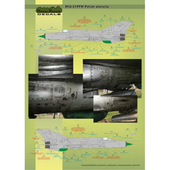 ModelMaker 1/48 D48020 MiG-21PFM/M/MF/bis/UM Polish stencils Aircraft Decal
