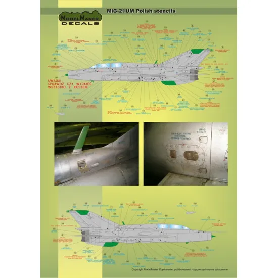 ModelMaker 1/48 D48020 MiG-21PFM/M/MF/bis/UM Polish stencils Aircraft Decal