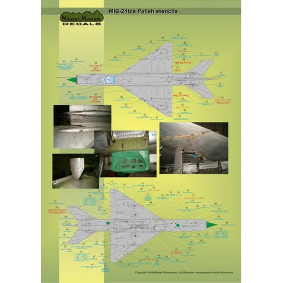 ModelMaker 1/48 D48020 MiG-21PFM/M/MF/bis/UM Polish stencils Aircraft Decal