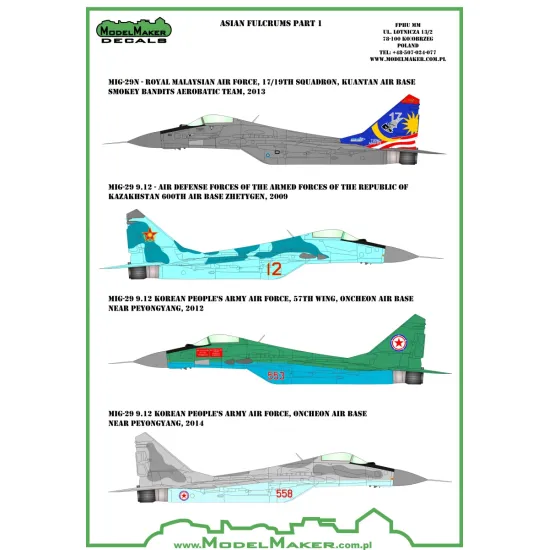 ModelMaker 1/48 D48044 Asian Fulcrums part 1 Malaysia Kazakhstan Kopia Decal