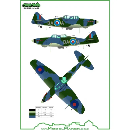 ModelMaker 1/48 D48046 Boulton Paul Defiant Aircraft Decal