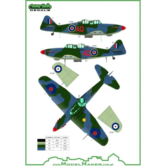 ModelMaker 1/48 D48046 Boulton Paul Defiant Aircraft Decal