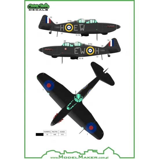 ModelMaker 1/48 D48046 Boulton Paul Defiant Aircraft Decal