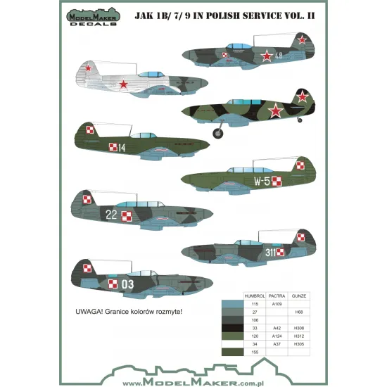 ModelMaker 1/48 D48050 Yak-1/7/9 in Polish service vol.2 Aircraft Decal