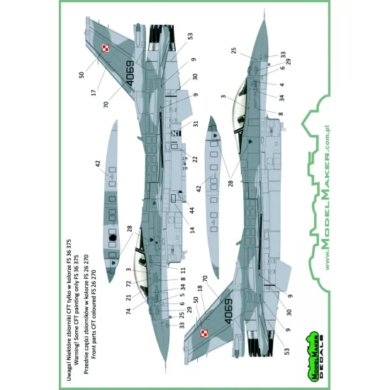 ModelMaker 1/48 D48073A Polish F-16C/D Stencils Aircraft Decal