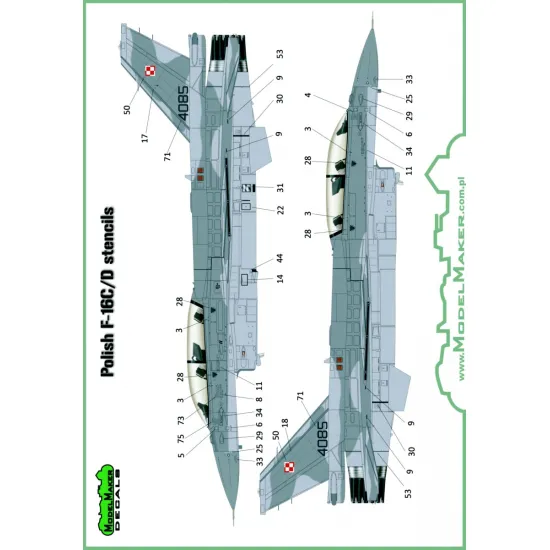 ModelMaker 1/48 D48073A Polish F-16C/D Stencils Aircraft Decal
